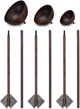3 Pack Rustic Metal Bird Bath Stake Set for Outdoors, Garden Bird Bath Bowls with Ground Stakes, Bird Feeder Rain Catcher Wildlife Water Station for Birds, Bees & Butterflies