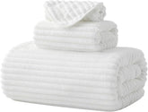 3 Pack Bath Towel Set, 40"x80" Oversized Bath Sheet, White | Ultra Soft Microfiber, Lint Free, Quick Dry, Highly Absorbent, Full Body Coverage, 1 Bath Sheet, 1 Hand Towel, 1 Washcloth