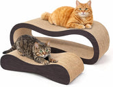 2 in 1 Cat Scratcher Cardboard Lounge Bed, Cat Scratching Post, Durable Board Pads Prevents Furniture Damage,Large,Brown