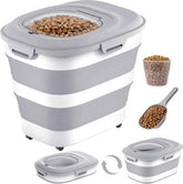 28 Lbs Dog Food Storage Container, Collapsible Cat Food Container | Airtight Pet Food Storage Containers with Wheels, Clear Window, Measuring Cup and Scoop, BPA Free for Rice, Flour, Bird Seed