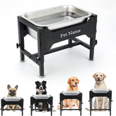 1.25 Gallon Elevated Dog Water Bowl, 4-Height Raised Stand | Stainless Steel Raised Bowl, 4 Heights 9.65-15.16 in, Non-Slip Feet, Small and Medium Dogs, Indoor Outdoor Use, Easy to Clean