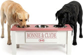 3 Bowl Dog Feeding Station, Personalized Triple Bowl Food Stand Large Dogs | Farmhouse Style, Elevated Wood Stand, Storage Container, Stainless Steel Bowls, Raised Feeder, Large Breed, Made in USA