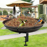 12' Railing Bird Bath for Deck Mounted Metal Bowl with Lightweight Detachable, Bird Baths with Adjustable Sturdy Steel Clamp for Deck Railing Balcony Yard Garden Decoration