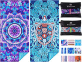 2 Pack Microfiber Oversized Lightweight Beach Towel 71"x32" Extra Thin Large Sand Free Towels Travel Swim Pool Yoga Gym for Adults Women Men Beach Essentials Accessories Vacation Gift