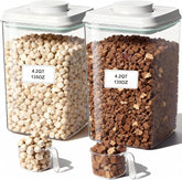 3-5 Lbs Dog Cat Treat Container Pop Pet Food Storage Container 4.2qt *2 | with 0.13qt Measure Scoop Airtight Stackable BPA-Free Pet Storage Bin Canister Pop Lid Plastic Container for Kibble & Treats
