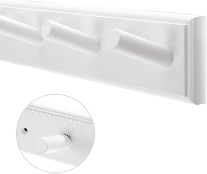 2PCS Coat Rack Wall Mounted, Long 38'' Wooden Wall Coat Hooks with 10 Pegs, Wall Peg Rail Hangers for Hanging Towels, Hats, Backpacks, Clothing, Caps(White)