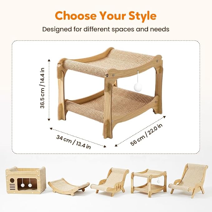 2026 New Cat Recliner Scraper Board, Large 2 in 1 Cat Recliner Scratch Board, Durable Cat Scratching Pad Cat Scratcher Bed Cardboard Cat Scratchers for Indoor Cats (C)