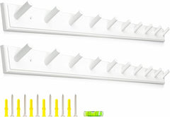2PCS Coat Rack Wall Mounted, Long 38'' Wooden Wall Coat Hooks with 10 Pegs, Wall Peg Rail Hangers for Hanging Towels, Hats, Backpacks, Clothing, Caps(White)