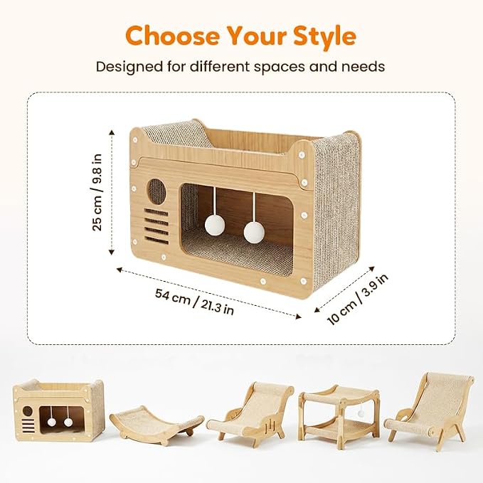 2026 New Cat Recliner Scraper Board, Large 2 in 1 Cat Recliner Scratch Board, Durable Cat Scratching Pad Cat Scratcher Bed Cardboard Cat Scratchers for Indoor Cats (D)