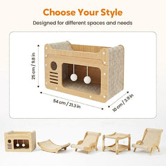 2026 New Cat Recliner Scraper Board, Large 2 in 1 Cat Recliner Scratch Board, Durable Cat Scratching Pad Cat Scratcher Bed Cardboard Cat Scratchers for Indoor Cats (D)