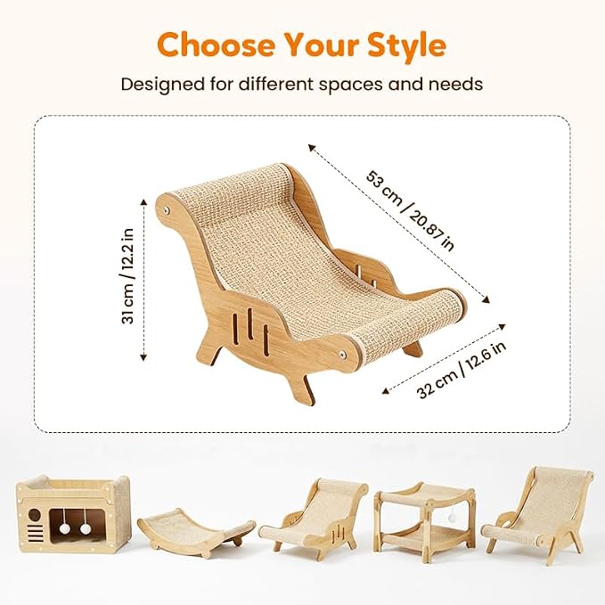 2026 New Cat Recliner Scraper Board, Large 2 in 1 Cat Recliner Scratch Board, Durable Cat Scratching Pad Cat Scratcher Bed Cardboard Cat Scratchers for Indoor Cats (B)