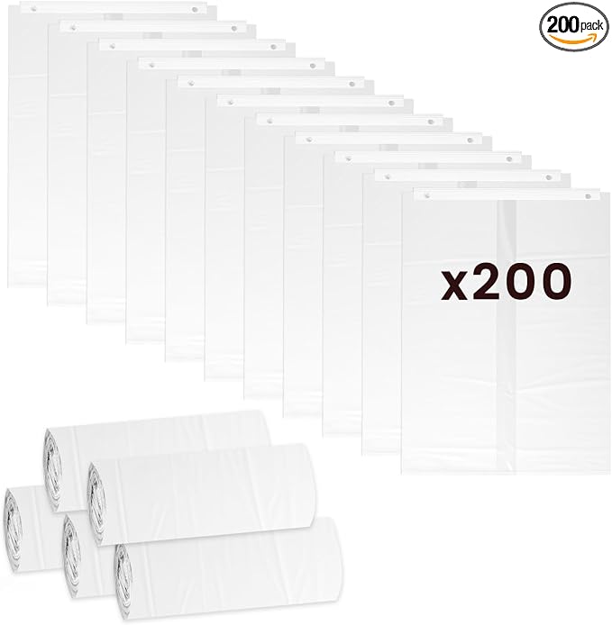 200 Pcs Self-Sealing Drawer Cat Litter Bags for Pet Snowy + Cat Litter Box | Pre-Punched Holes Anti-Shifting, Thickened & Wear-Resistant, Leakproof Secure Liner, Lock Litter Odor, Quick Install
