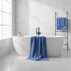 2 Piece Bath Sheets, 40"x80" Microfiber Bath Towels, Blue | Extra-large size, Quick dry, Highly Absorbent, Lint Free .shower towels for bathroom gym spa .Big and Tall users