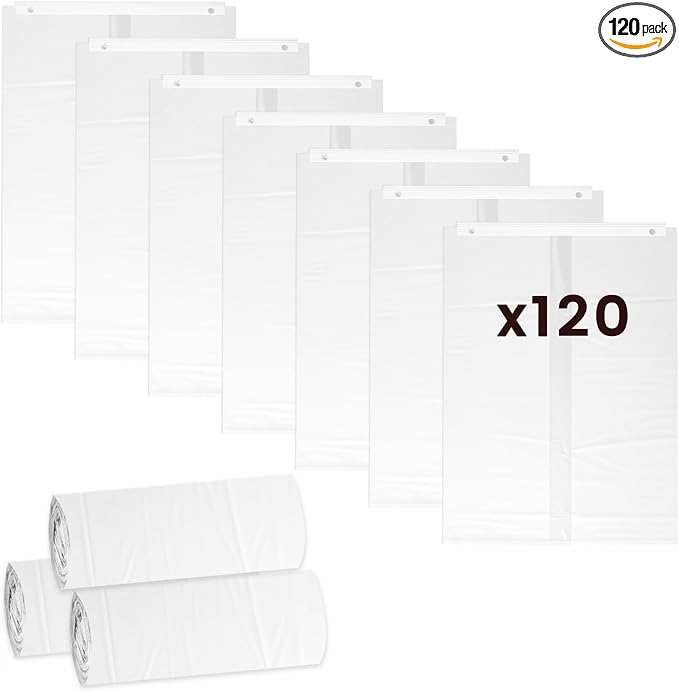 120 Pcs Self-Sealing Drawer Cat Litter Bags for Pet Snowy + Cat Litter Box | Pre-Punched Holes Anti-Shifting, Thickened & Wear-Resistant, Leakproof Secure Liner, Lock Litter Odor, Quick Install