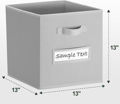 13x13 storage cube bins (Set of 10) Foldable Fabric storage cubes with 10 Labels Window Cards & a Pen,13 inch cube storage bins,Closet Organizers for Shelves,Cubby Organizer Boxes,Light Gray