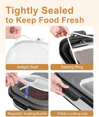 20-30 Lbs Rice Storage Container,Collapsible Food Storage Container | Flour Storage Container with Wheels Airtight Locking Lid,Rice Container Double Seal,Keep Fresh for Pet Food,Rice,Flour