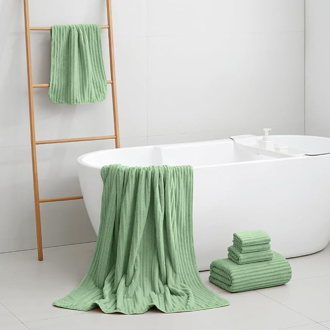 2 Piece Bath Sheets, 40"x80" Bath Towels, Sage Green | Extra-large size, Quick dry, Highly Absorbent, Lint Free .shower towels for bathroom gym spa .Big and Tall users