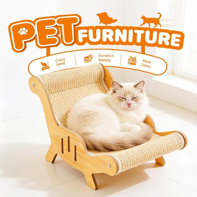 2026 New Cat Recliner Scraper Board, Large 2 in 1 Cat Recliner Scratch Board, Durable Cat Scratching Pad Cat Scratcher Bed Cardboard Cat Scratchers for Indoor Cats (C)
