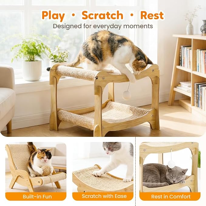 2026 New Cat Recliner Scraper Board, Large 2 in 1 Cat Recliner Scratch Board, Durable Cat Scratching Pad Cat Scratcher Bed Cardboard Cat Scratchers for Indoor Cats (C)