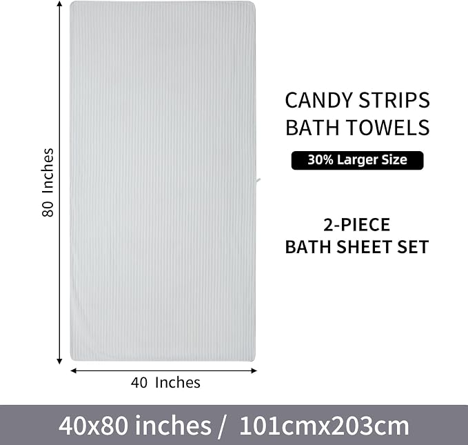2 Piece Bath Sheets, 40"x80" Microfiber Bath Towels, White | Extra-large size, Quick dry, Highly Absorbent, Lint Free .shower towels for bathroom gym spa .Big and Tall users