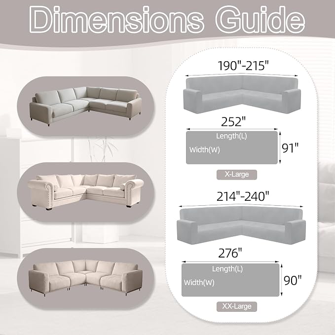 1OO% Waterproof Sectional Couch Covers for Dogs L Shaped Corner Sofa Cover Washable Chenille Sofa Slipcovers Blanket Modern Jacquard Pet Furniture Protector (91"x276", Gray Wave)
