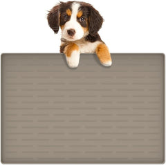 24"x16" Large Dog Food Mat, Silicone Dog and Cat Mats for Food and Water Bowls, Waterproof Raised Edge Pet Feeding Mat for Contain Spills Protects Floors, Multiple Colors & Sizes for Pets, Brown