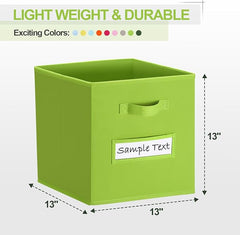 13x13 storage cube bins (Set of 10) Foldable Fabric storage cubes with 10 Labels Window Cards & a Pen,13 inch cube storage bins,Closet Organizers for Shelves,Cubby Organizer Boxes,lime green