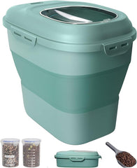 30-35Lbs Dog Food Storage Container Airtight,Collapsible Dog Food Container | Large Pet Food Storage Container with Double Airtight Seal & Magnetic Lid,Cat Food Container with Wheels,2Pcs Container,Scoop