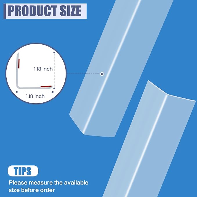 2PCS Clear Self-Adhesive Wall Corner Protectors .Corner Guards & Edge Protector for Wall Door Frame Cabinet Baseboard & Door, Table, Stair (31.5" X 1.18")