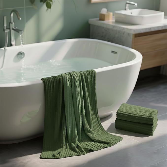 2 Piece Bath Sheets, 40"x80" Bath Towels, Olive Green | Extra-large size, Quick dry, Highly Absorbent, Lint Free .shower towels for bathroom gym spa .Big and Tall users