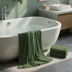2 Piece Bath Sheets, 40"x80" Bath Towels, Olive Green | Extra-large size, Quick dry, Highly Absorbent, Lint Free .shower towels for bathroom gym spa .Big and Tall users