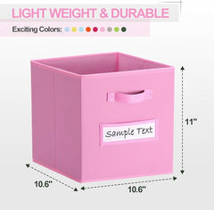 11x11 storage cube bins (Set of 10) Foldable Fabric storage cubes with 10 Labels Window Cards & a Pen,11 inch cube storage bin,Closet Organizers for Shelves,Cubby Organizer Boxes,Light Pink