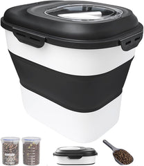 30-35 Lbs Dog Food Storage Container Collapsible Dog Food Container | Large Pet Food Storage with Airtight Lids,Wheels,Scoop and 2Pcs Food Storage Containers for Dog,Cat