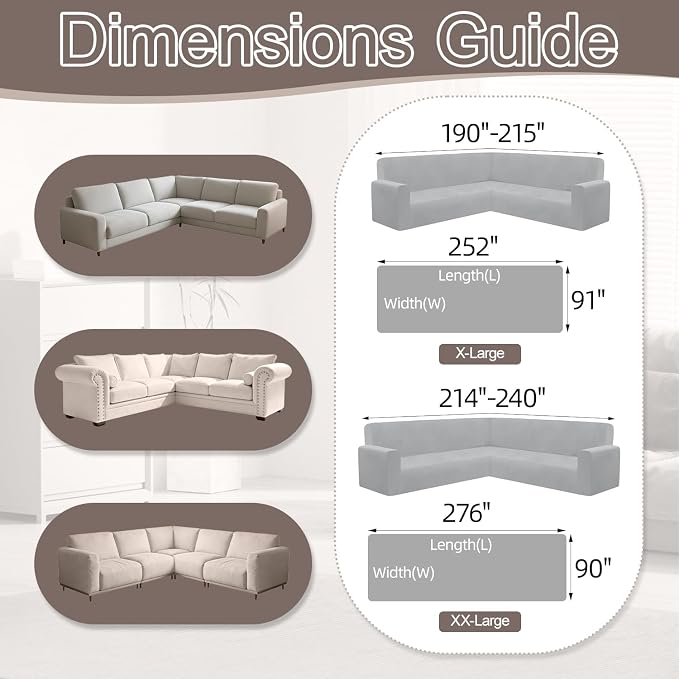 1OO% Waterproof Sectional Couch Covers for Dogs L Shaped Corner Sofa Cover Washable Chenille Sofa Slipcovers Blanket Modern Jacquard Pet Furniture Protector (91"x276", Coffee Wave)