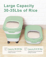 20-30 Lbs Rice Storage Container,Collapsible Food Storage Container | Flour Storage Container with Wheels Airtight Locking Lid,Cat Food Container Double Seal,Keep Fresh for Pet Food,Rice,Flour
