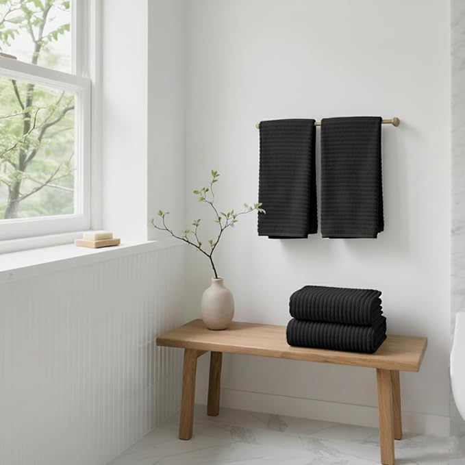 2 Piece Bath Sheets, 40"x80" Microfiber Bath Towels, Black | Extra-large size, Quick dry, Highly Absorbent, Lint Free .shower towels for bathroom gym spa .Big and Tall users