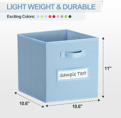 11x11 storage cube bins (Set of 10) Foldable Fabric storage cubes with 10 Labels Window Cards & a Pen,11 inch cube storage bin,Closet Organizers for Shelves,Cubby Organizer Boxes,Pastel Blue