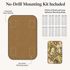 2 Pack Cat Wall Scratcher, Art Cat Scratching Board for Cats | Wall Mounted Cat Scratch Pad, Water-Based Ink, Hook&Loop Strips, Floor or Wall Use, 16.7x11x1 Inch, William Flower