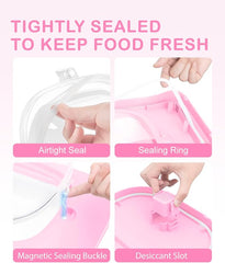 10-13 Lbs Airtight Dog Food Storage Container,Collapsible Pet Food Storage | Dog Food Container with Double Airtight Seal,Cat Food Container Dry Food Fresh,Space Saving,Pest/Mouse-proof,Scoop,Pink