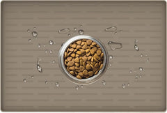 24" x 16" Dog Food Mat, Silicone Pet Mats for Food and Water, Nonslip Pet Feeding Mats for Floors, Dog Cat Bowl Mat with Raised Edges, Light Brown