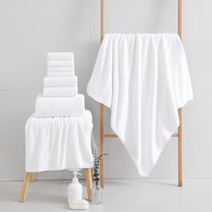 18 Piece Microfiber Bath Towels Set - 6 Bath Sheets,6 Hand Towels And 6 Washcloths,Soft Family Towels,Highly Absorbent Bathroom Towel,Quick Dry Shower Towel Luxury Towels For Hotel Spa Dorm-White