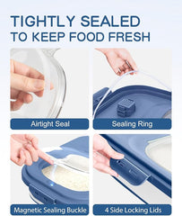 20-30 Lbs Rice Storage Container,Collapsible Food Storage Container | Flour Storage Container with Wheels Airtight Locking Lid,Rice Container Double Seal,Keep Fresh for Pet Food,Rice,Flour