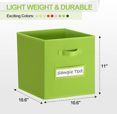 11x11 storage cube bins (Set of 10) Foldable Fabric storage cubes with 10 Labels Window Cards & a Pen,11 inch cube storage bin,Closet Organizers for Shelves,Cubby Organizer Boxes,lime green