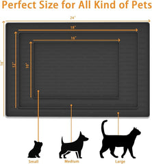 24" x 16" Dog Food Mat, Silicone Pet Mats for Food and Water, Nonslip Pet Feeding Mats for Floors, Dog Cat Bowl Mat with Raised Edges, Light Brown