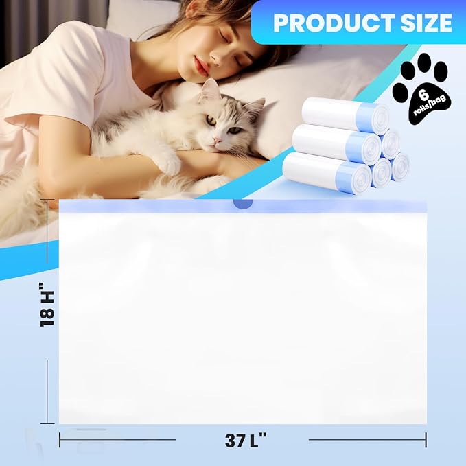 30 Pack Jumbo Cat Litter Bags - 3MIL Extra Thick Leakproof Litter Box Liners, 37"x18" Heavy Duty Drawstring Cat Litter Liners for Automatic Litter Box, Odor Control Disposable Kitty Litter Bags 3 Roll