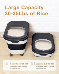20-30 Lbs Rice Storage Container,Collapsible Food Storage Container | Flour Storage Container with Wheels Airtight Locking Lid,Rice Container Double Seal,Keep Fresh for Pet Food,Rice,Flour