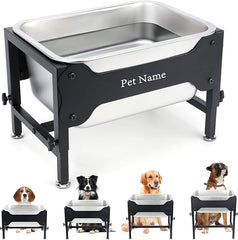 3 Gallon Elevated Dog Water Bowl, Raised Stand for Large Dogs | 4 Adjustable Heights, 9.65-15.16 in Stand, 3 Gallon Bowl, 14 x 10.6 x 5.9 in Size, Indoor Outdoor Use, Easy to Clean