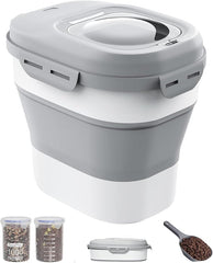 30-35 Lbs Dog Food Storage Container Collapsible Dog Food Container | Large Pet Food Storage with Airtight Lids,Wheels,Scoop and 2Pcs Food Storage Containers,Keep Food Fresh for Dog,Cat