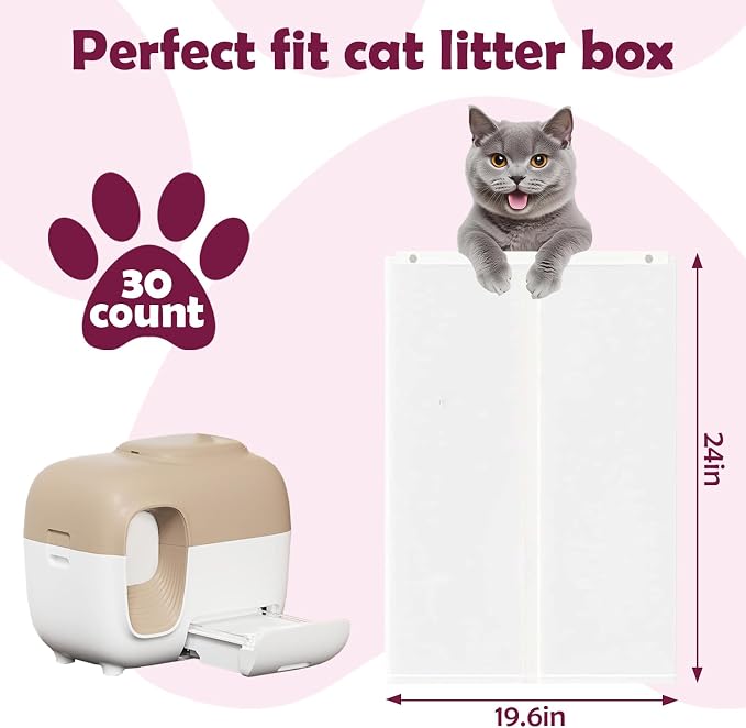 30pcs Cat Litter Box Liners for SNOW+Cat Litter Box,Self-Sealing Waste Bags