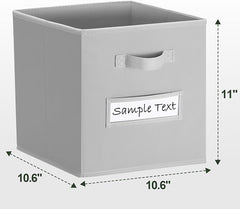 11x11 storage cube bins (Set of 10) Foldable Fabric storage cubes with 10 Labels Window Cards & a Pen,11 inch cube storage bin,Closet Organizers for Shelves,Cubby Organizer Boxes,Light Grey